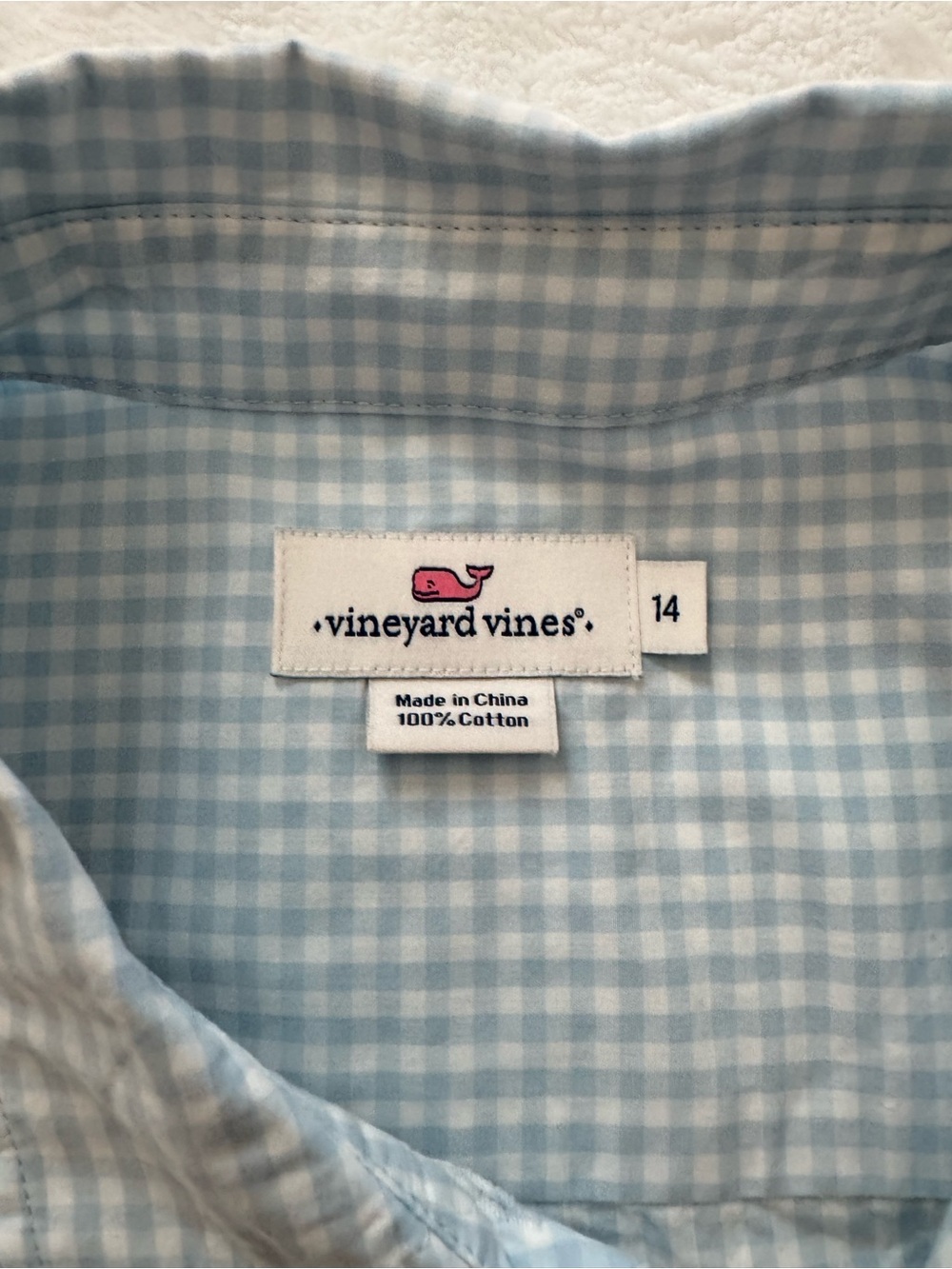 NWOT vineyard vines Women’s Light Blue Gingham Shirt